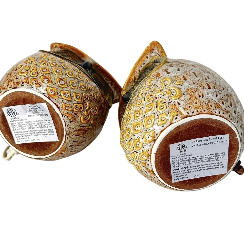 Intertek Ceramic Owl Lamps Set of 2  Bedside Light Up Nightlights‎ 5.75